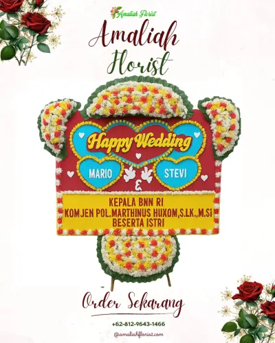 Karangan Papan Bunga Pernikahan di Gesang